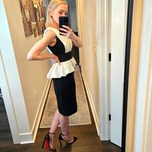 Marchesa Notte Silk Pleated Bodice Dress - SIZE 2